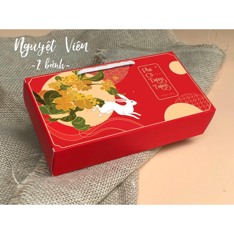 Hộp 2 bánh trung thu mẫu Nguyệt viên và Mộc trà viên