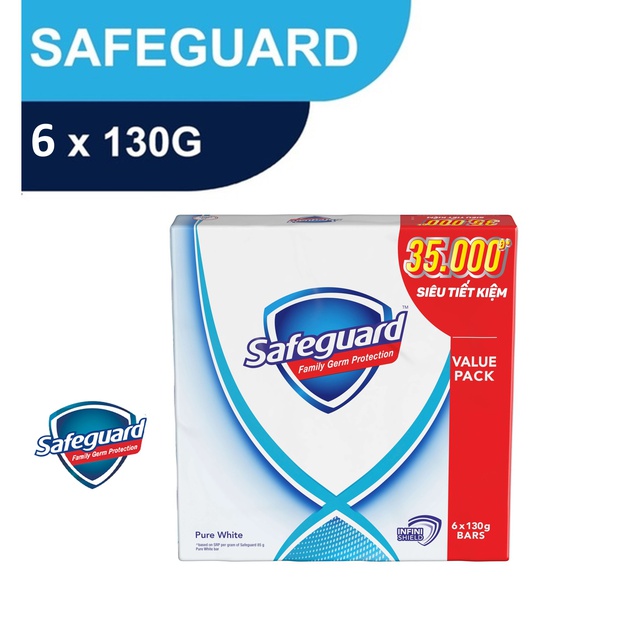 Lốc 6 Xà Bông Safeguard Trắng Tinh Khiết 130g x 6