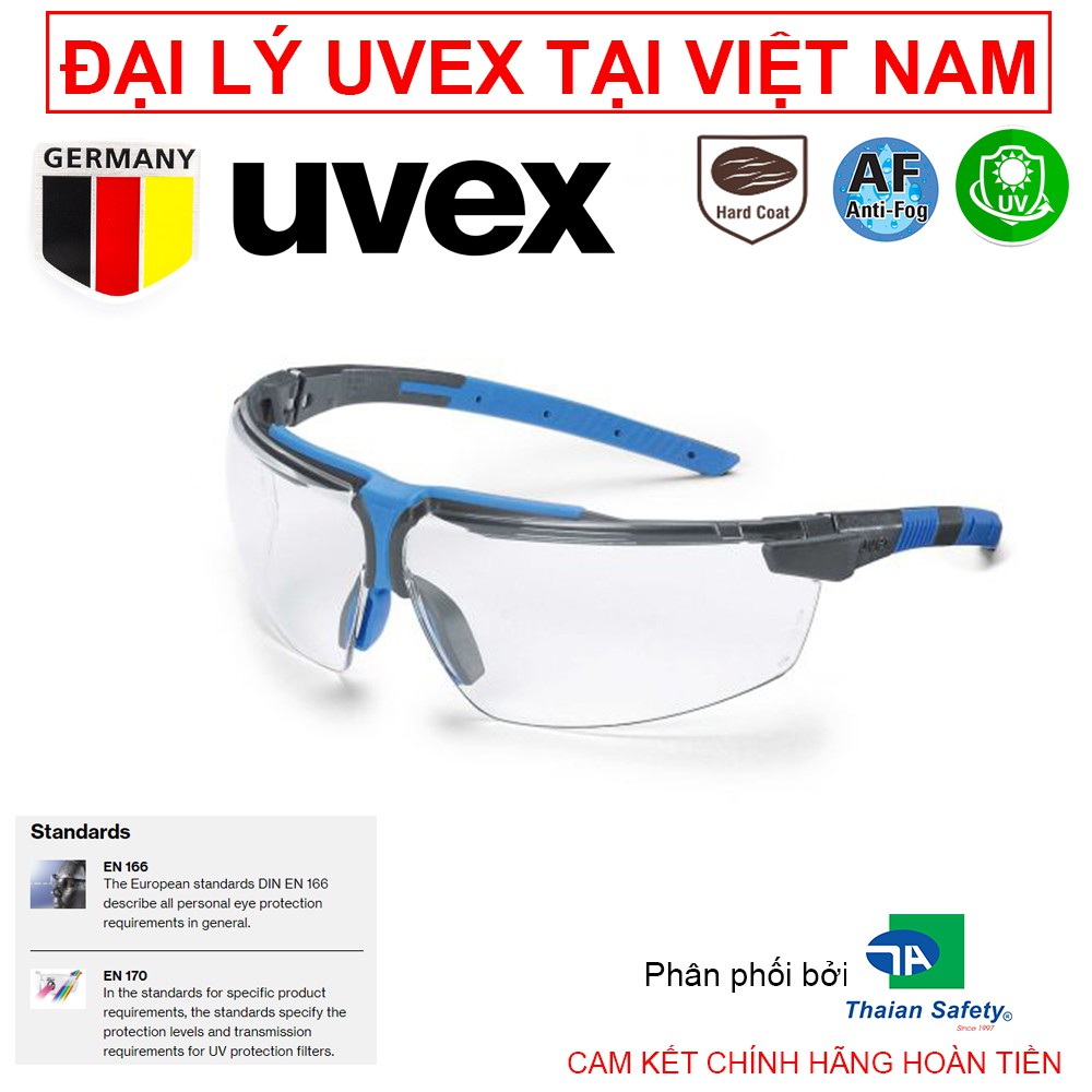 Kính Bảo Hộ Lao Động uvex I-3 9190 275 Tròng Kính Chống Động Sương Chống Trầ  Kiểu Dáng Thể Thao