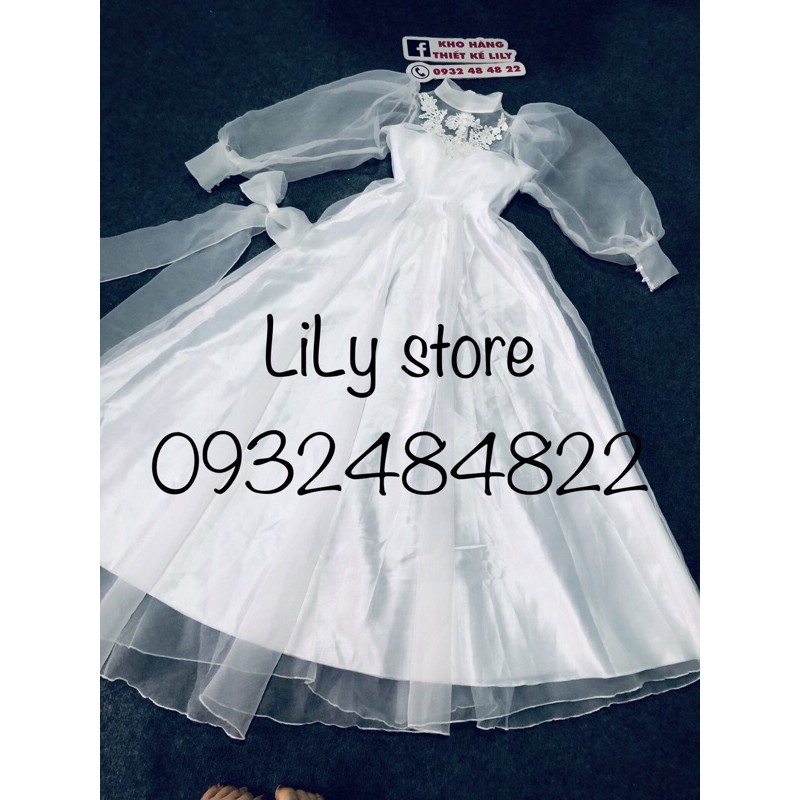 đầm maxi tay bồng đính hoa ( ẢNH VÀ VIDEO THẬT 10000% )