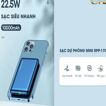 🌟CHÍNH HÃNG Pin Sạc Dự Phòng Mini Remax RPP-170 10.000mAh 22.5W - Có Đầu Ra Type-C 18W Cho Iphone - màu ngẫu nhiên