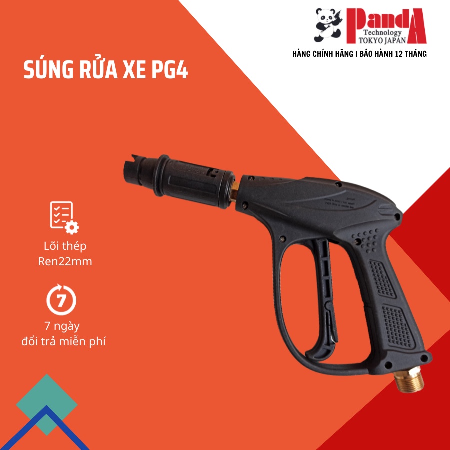 Súng phun rửa xe áp lực cao PANDA PG4 ren 22mm lõi thép cao cấp