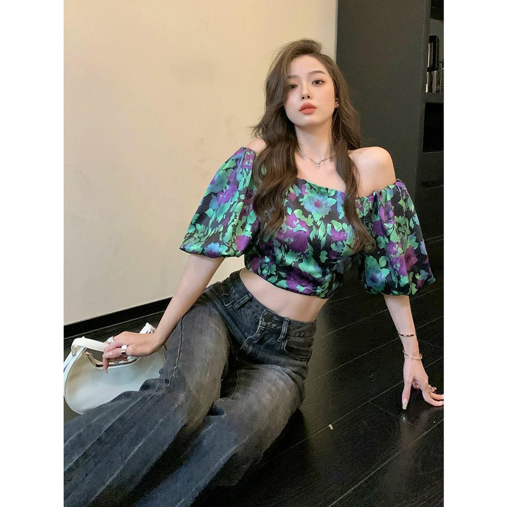 Áo Kiểu Tay Phồng Trễ Vai Phong Cách Pháp Cổ Điển Thời Trang Cho Nữ