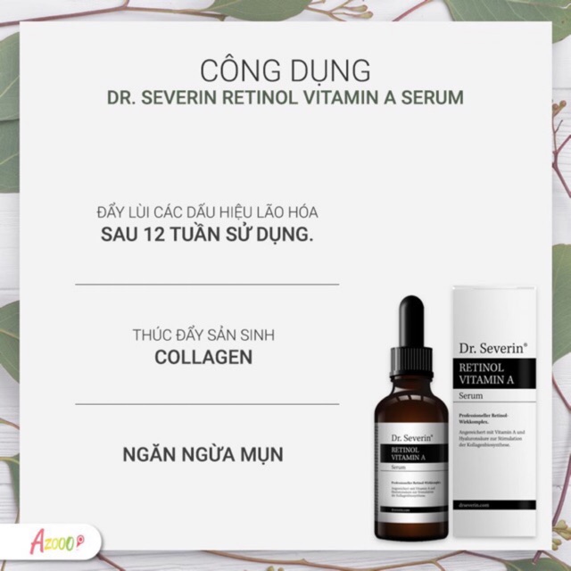 Tinh chất Vitamin A Retinol 50ml Dr. Severin 100 thiên nhiên nhập khẩu từ Đức