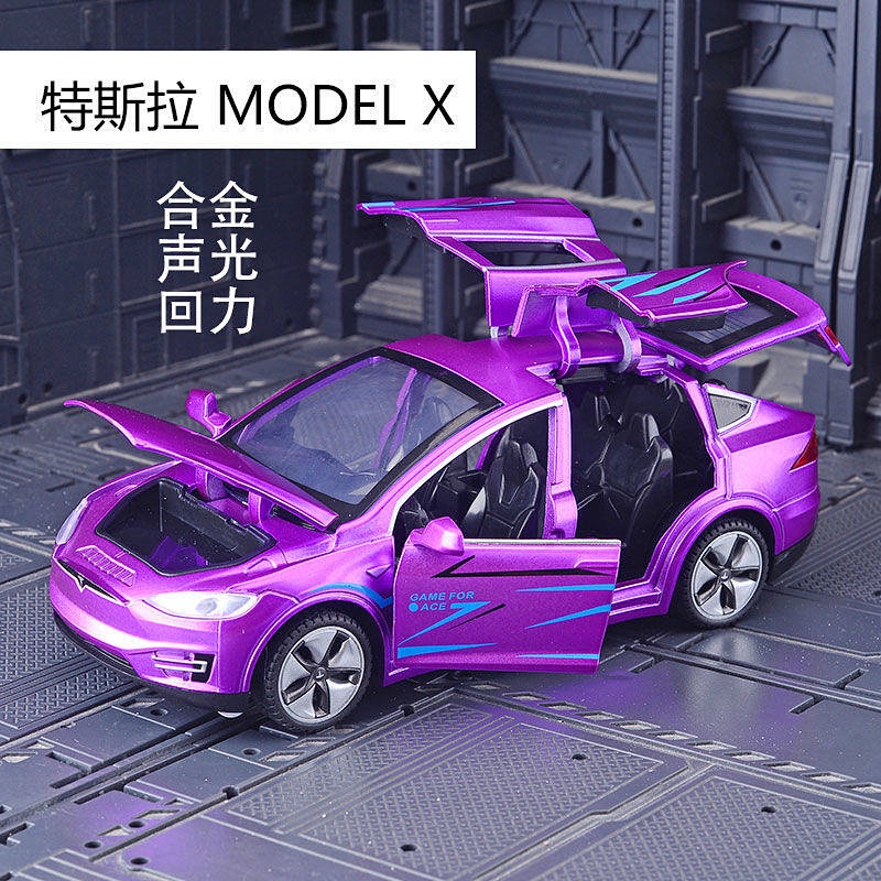 Tesla Modelx3 Alloy Car Model Bugatti Sound and Light Warrior Six-Door Gull Wing Door Eating Chicken Same Style car accessories 4NzH