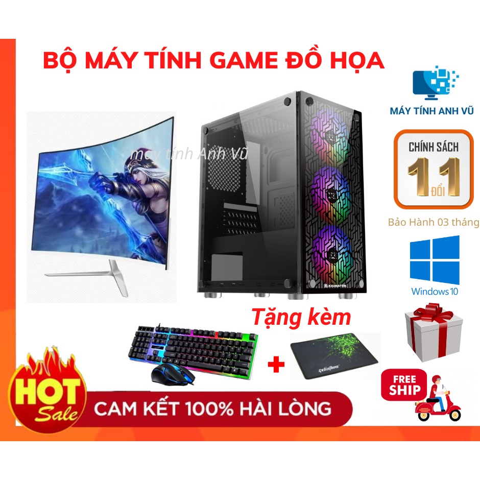 Bộ máy tính PC Game i3 i5 i7 + Màn FullHD 24 inch chơi PUBG mobile, PUBG lite, LOL, CF đột kích, Fifa, CS kèm Quà tặng