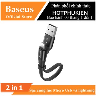 Dây cáp sạc Baseus 2 trong 1 Lightning / Micro USB Baseus Two in One 120cm dây dẹt - Hàng chính hãng(Sạc nhanh)
