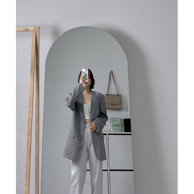 Áo blazer thời trang unisex form rộng có đệm vai cầu vai