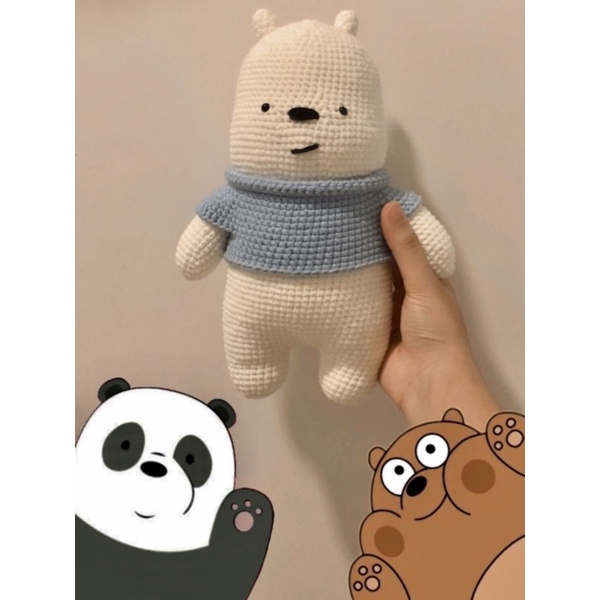 Gấu bông đáng yêu bằng len gồm 3 chú gấu hoạt hình We bare bear