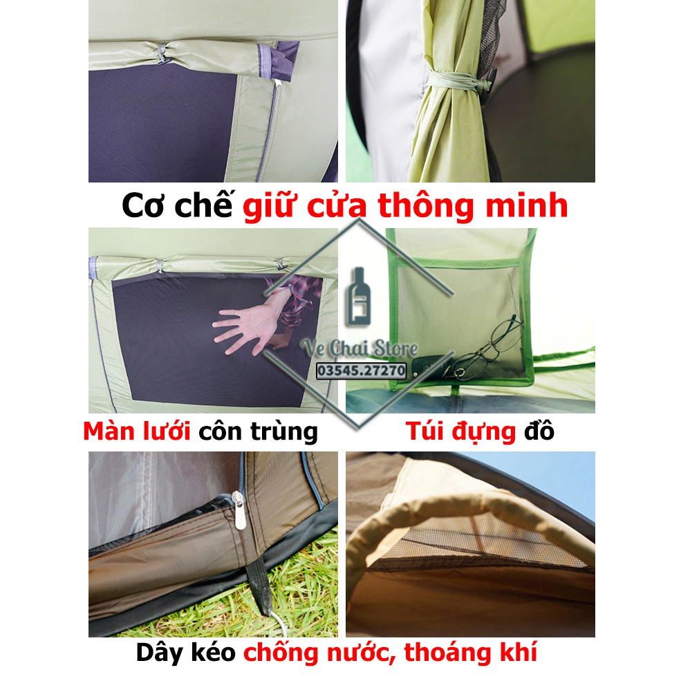 Lều tự bung cao cấp 2 cửa chính 2 cửa sổ siêu lớn 4-5 người - cắm trại - dã ngoại - du lịch