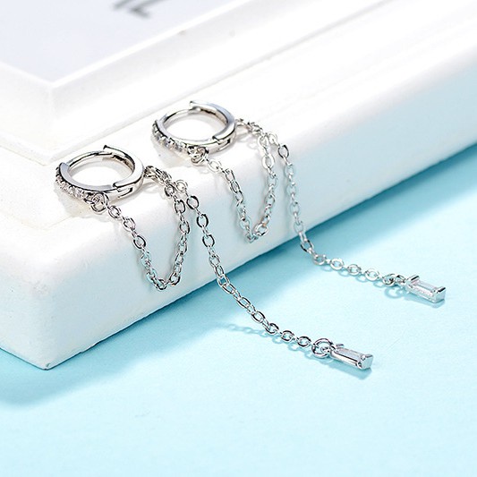 Bông tai bạc khoen tròn cá tính dành cho nữ (1 chiếc) ANNIE B80