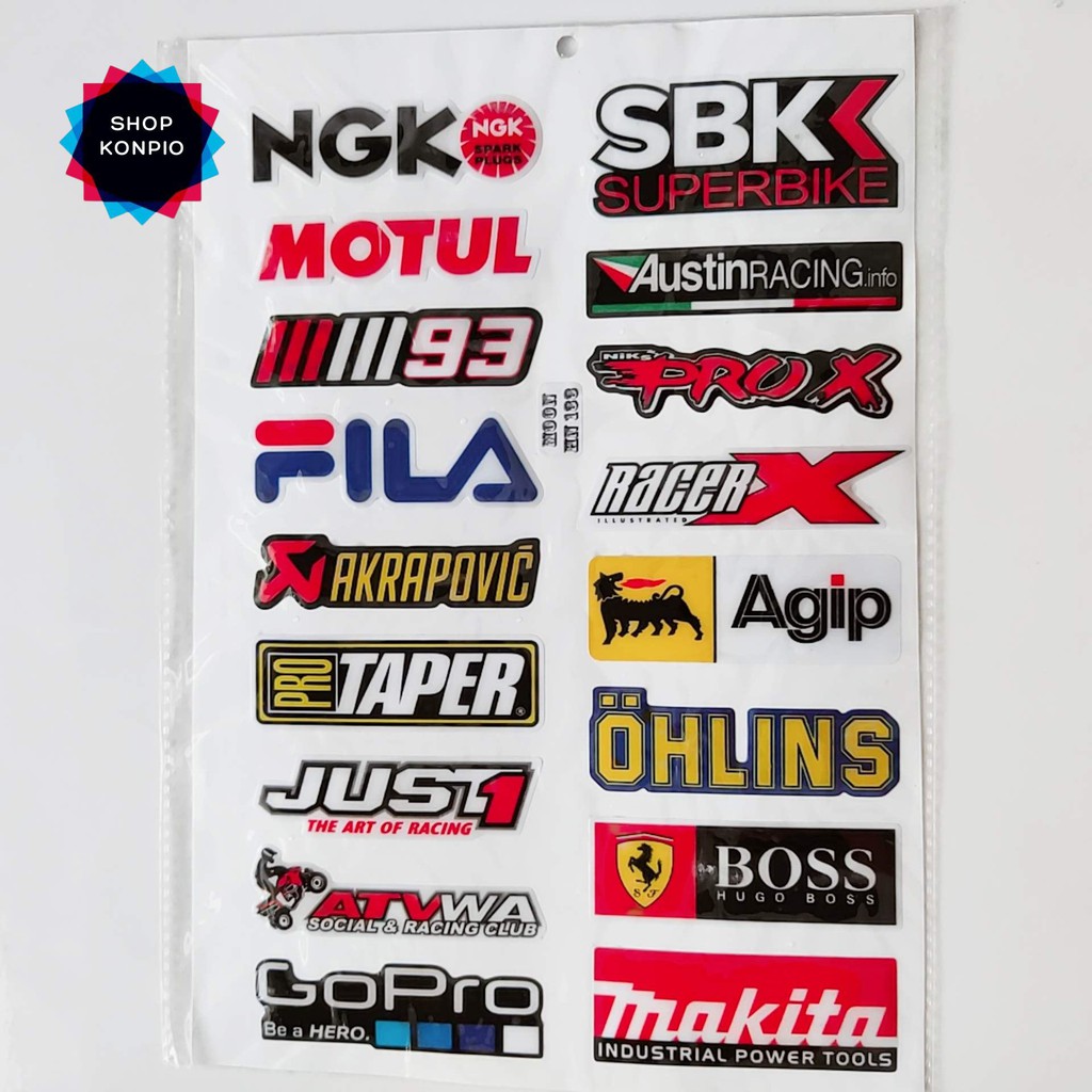 Bộ Tem Sticker Dập Nổi Cao Cấp Dán Xe Máy, Ô Tô, Mũ Bảo Hiểm, Chống Thấm Nước, Chống Bay Màu