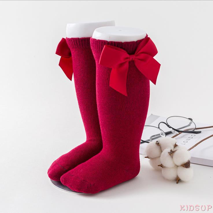 Tất Cotton Dài Màu Trơn Thoáng Khí Cho Bé