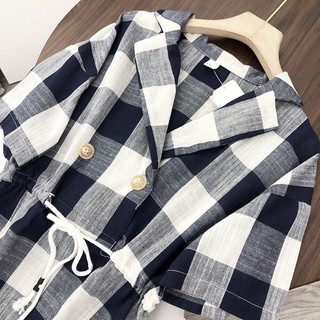 Mindy Dress - Đầm caro cột eo linen