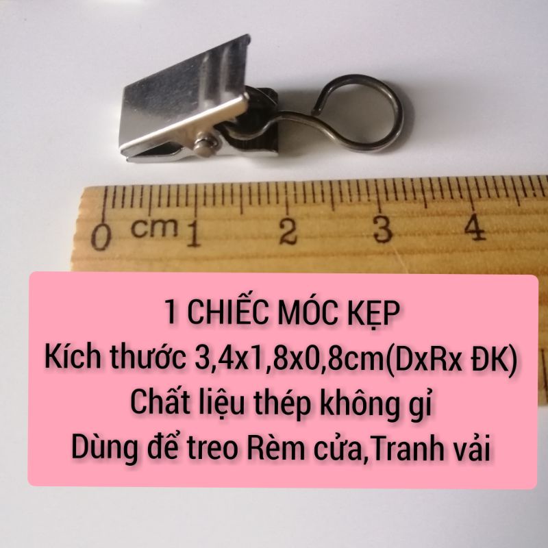 Móc kẹp treo tranh vải, rèm cửa nhà tắm, ký túc xá, thép không gỉ (1 CÁI)