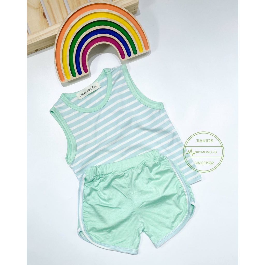 |FAMARAL2 giảm 10k cho đơn 50k|Bộ Ba Lỗ THUN LẠNH MINKYMOM Vải Dệt Sọc Quần Trơn Cho Bé BL-TR02