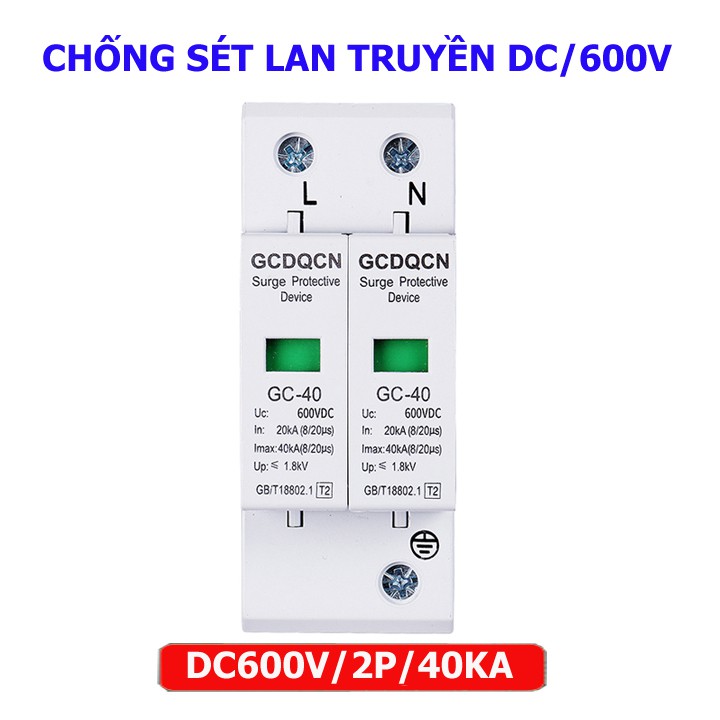 BẢO VỆ CHỐNG SÉT DC 1000v 40KA/2P - CHỐNG SÉT NĂNG LƯỢNG MẶT TRỜI QCDQCN- chống sét lan truyền- bảo vệ chống sét