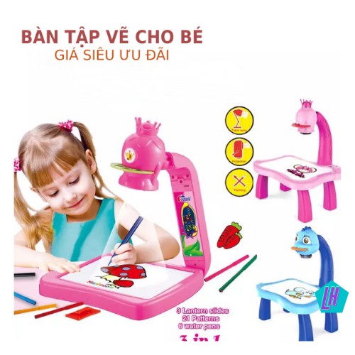 Bàn vẽ có đèn chiếu sángFREESHIP bàn vẽ thông minh có máy chiếu ảnh kèm nhạc cho bé tập tô