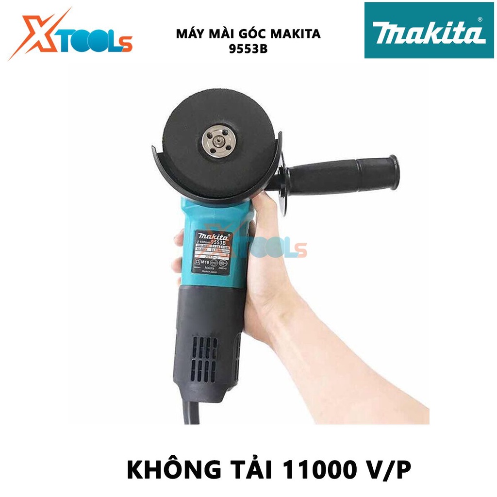 Máy mài góc Makita 9553B | máy mài cầm tay công tắc đuôi công suất 710W tốc độ không tải 11,000 rpm [CHÍNH HÃNG][XTOOLS]