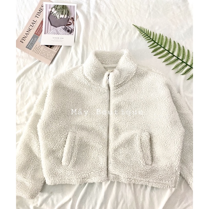 ⚡️ Áo khoác lông cừu trắng ngắn cổ cao ⚡️[ ảnh tự chụp ]