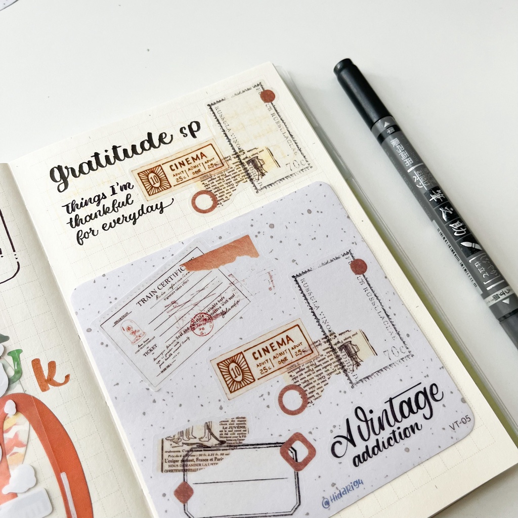 Sticker nền Vintage Dùng Để Trang Trí Sổ/ Bullet Journal - Hidari
