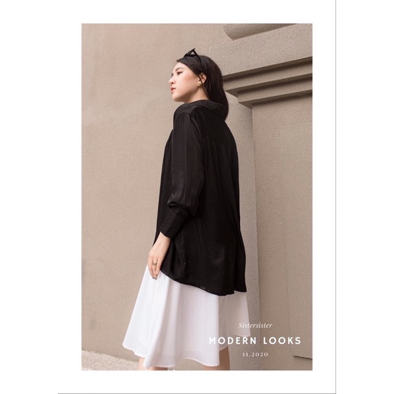 SISTERSISTER - Áo sơ mi ovesize thắt nơ ngực MONA