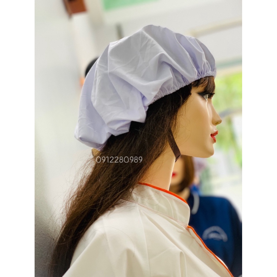 Nón bánh tiêu, Mũ tròn ngành bếp, thực phẩm vải silk _ Hình chụp thật