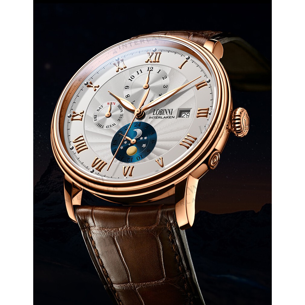 Đồng hồ nam chính hãng LOBINNI Ref.1023-1  ,BH 24th,Kính sapphire,chống xước,Chống nước 50m