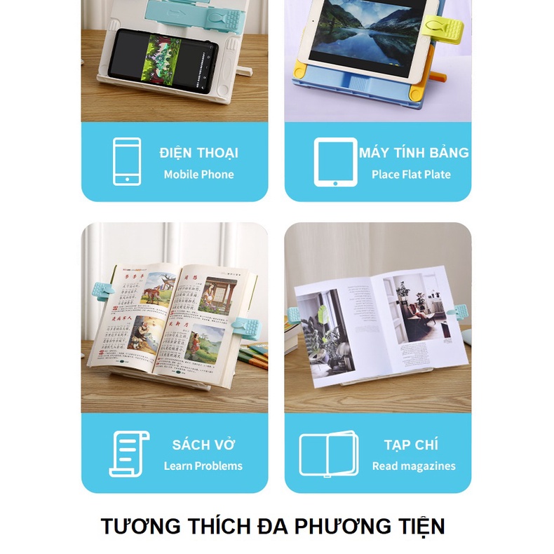 Kệ để sách vở, điện thoại, máy tính bảng chống gù chống cận thị, gấp gọn mang theo tiện lợi - [Tặng kèm đệm bút chống mỏ
