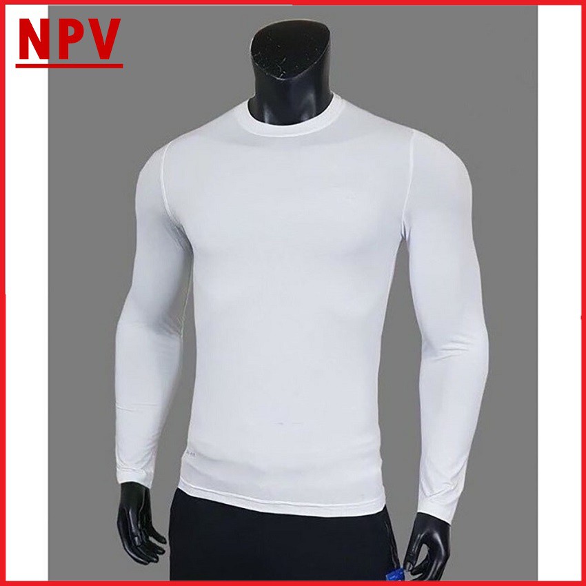 Áo thể thao dài tay nam NPV co giãn tốt, áo giữ nhiệt nhiều màu size từ 45 đến 84kg chất cotton mỏng mịn