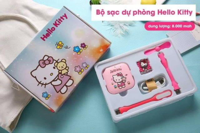 giá rẻ hàng hót Bộ Combo Sạc DỰ PHÒNG DOREMON – HELLO KITTY dung lượng 8000mah mã VFhbg62