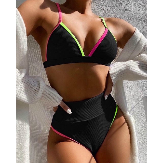 Bikini Quảng Châu cạp cao viền nhiều màu