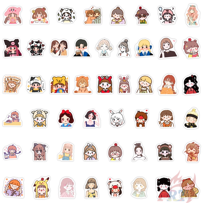 Bộ 100 Cái/Bộ ❉ Q Hình Dán Cô Gái Kawaii ❉ Miếng Dán Trang Trí Thời Trang Chống Thấm Nước Diy