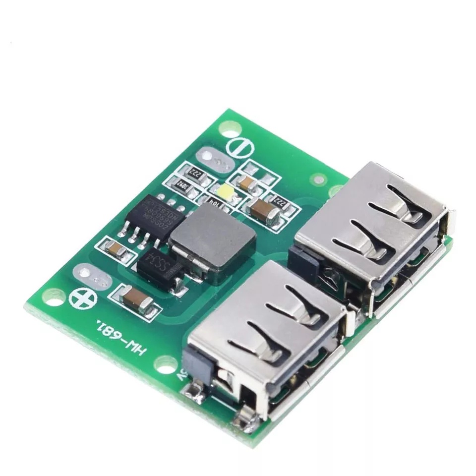 Mạch hạ áp 6-26VDC Sang 2 USB 5V 3A