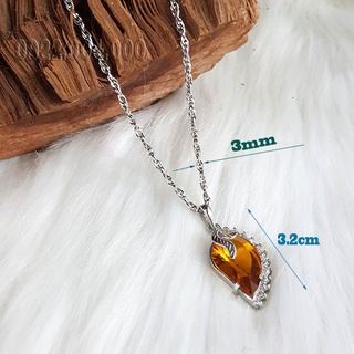Dây chuyền nữ mặt đá cam hình chiếc lá.
