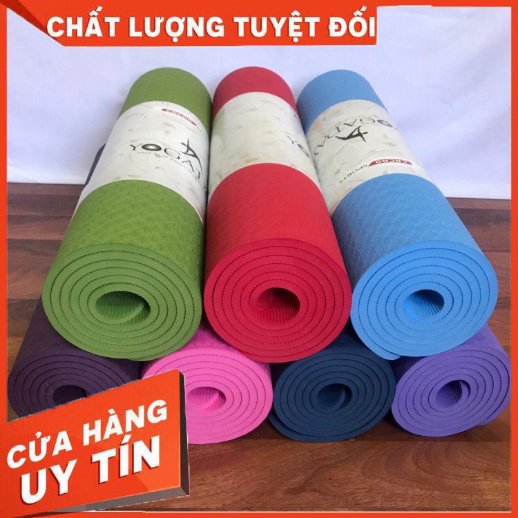 Thảm tập yoga TPE CACAO 1 lớp có hình định tuyến 8mm - Thảm tập yoga cao cấp