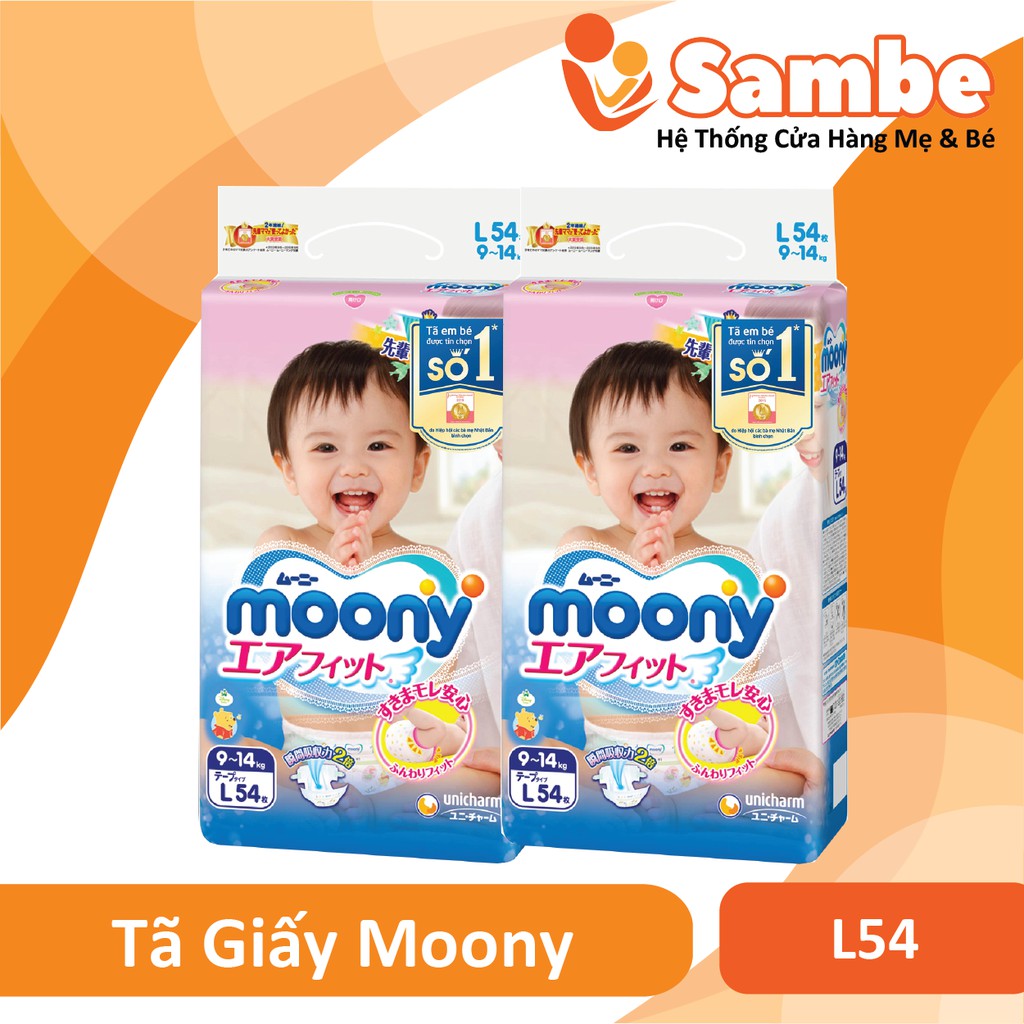 Tã Dán Moony Size L 54 miếng - Hàng Chính Hãng