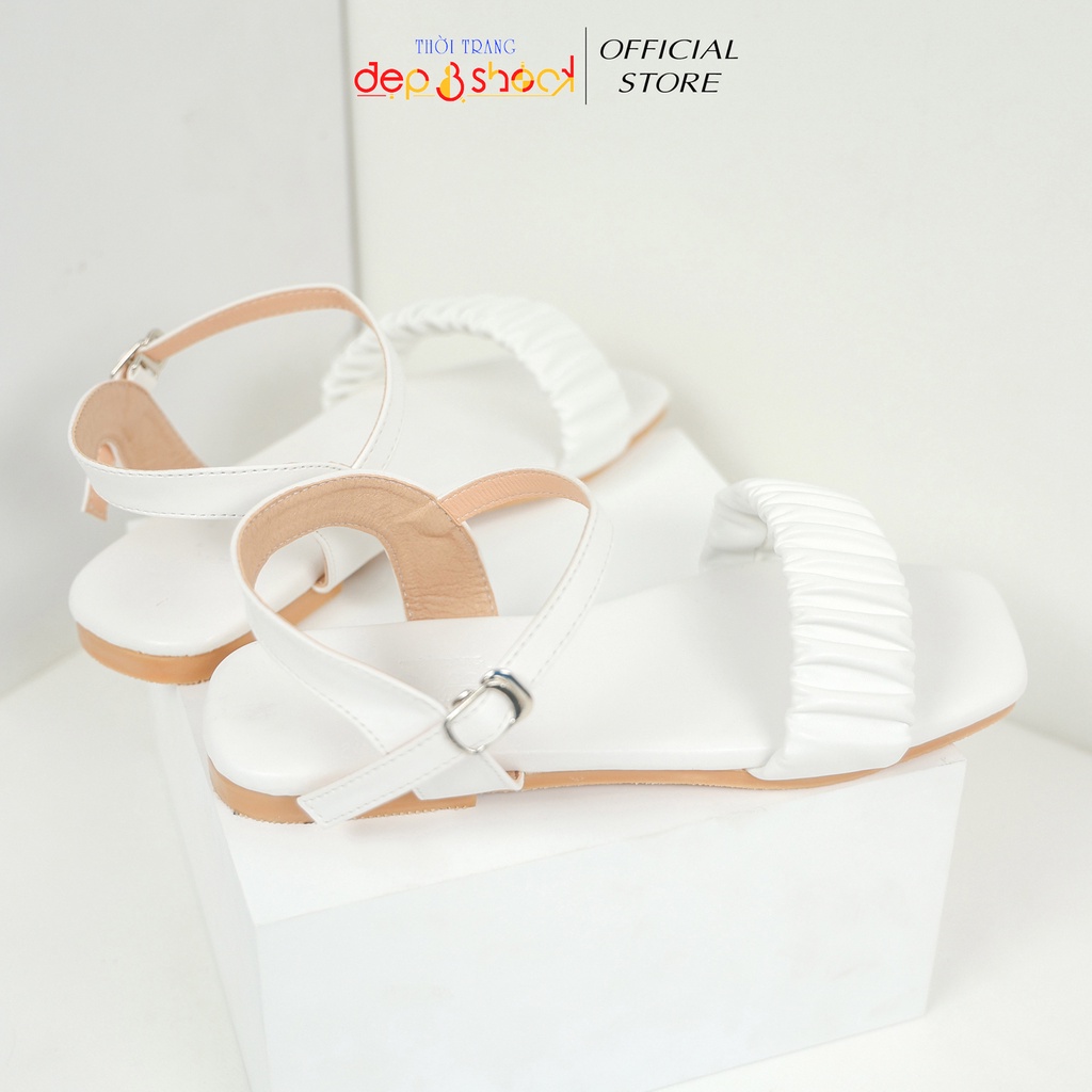 Sandal nữ học sinh quai ngang nhún xằng đan đế bằng bigsize 42 43 Depvashock