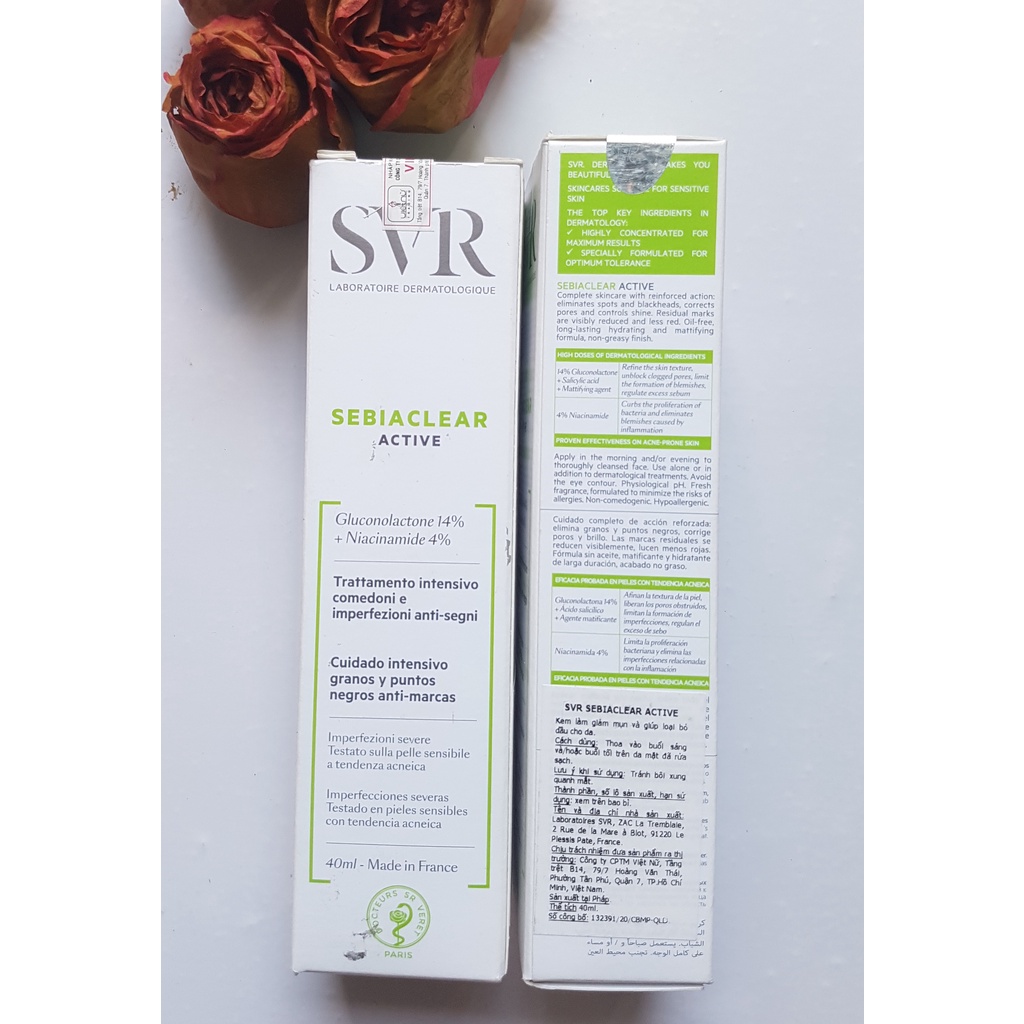 SVR Sebiaclear Active Cream - Kem Dưỡng SVR Active Giảm Mụn, Giảm Dầu nhờn cho da 40ml