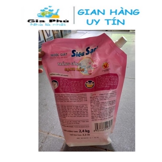 ( 1 THÙNG - 6 BỊCH ) Nước giặt TÚI LIX HƯƠNG HOA ANH ĐÀO 2.4kg dành cho quần áo cửa trước và cửa trên thơm dài lâu