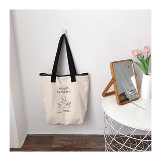 Túi tote vải canvas đeo vai Always Becheers phong cách Hàn Quốc, đựng được A4 phù hợp túi đi học, đi làm