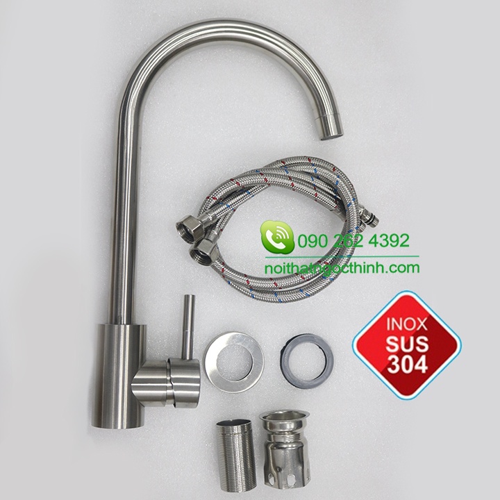 Vòi rửa chén Nóng Lạnh inox sus304 Sentano STN403 kiểu tròn XOAY 360 tiện lợi - TẶNG kèm cặp dây cấp inox