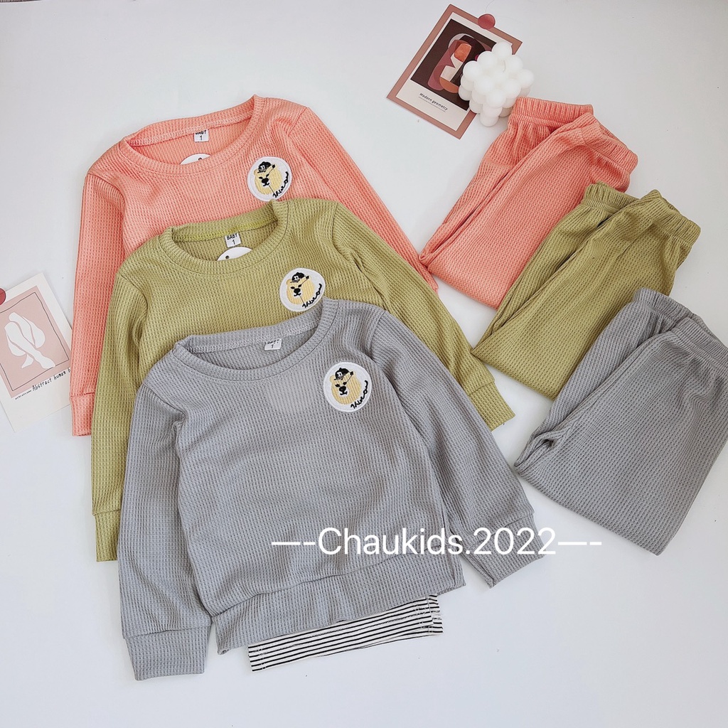 Set Đồ Thu Đông Bé Gái Bé Trai Mặc Ở Nhà,Bộ Đồ Cho Trẻ Em Họa Tiết Thêu Dễ Thương Áo Cổ Tròn Phong Cách Hàn Quốc- CKTD22