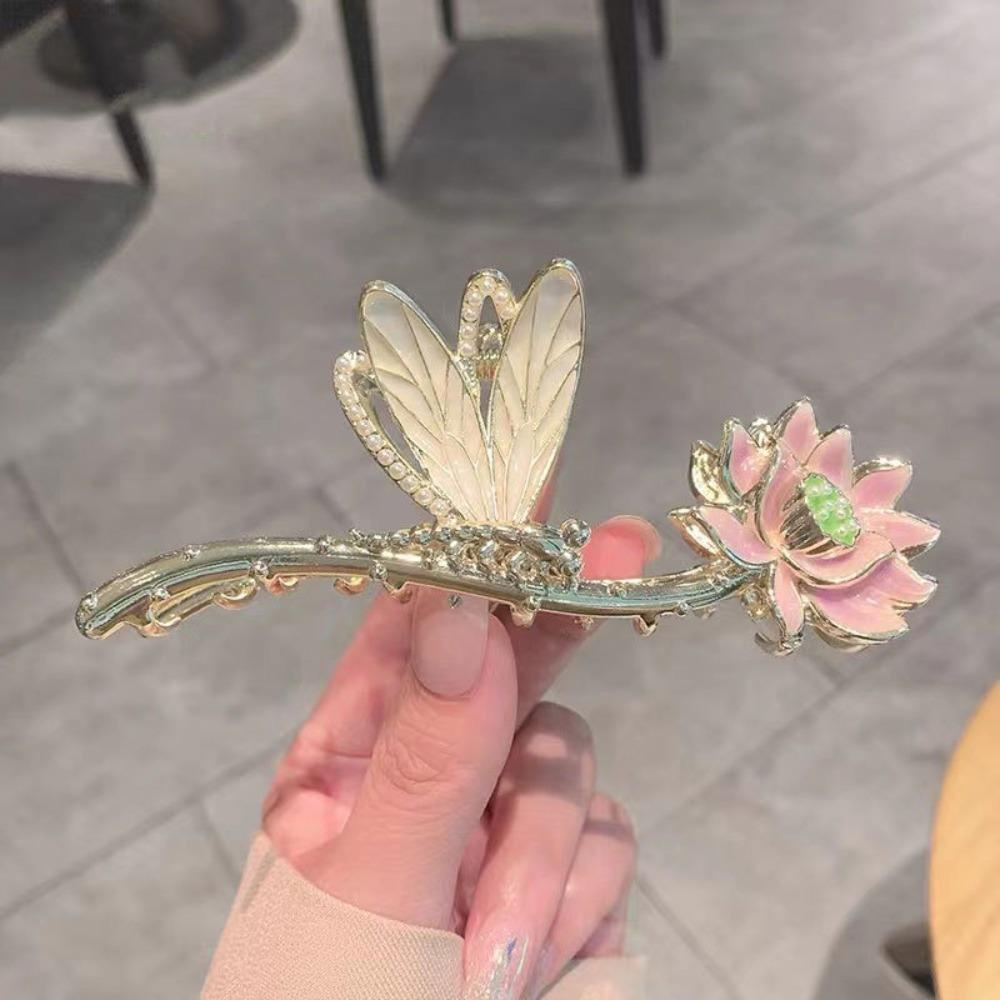 Kẹp Tóc Hình Hoa Sen / Cá Mập Cỡ Lớn Phong Cách Hanfu Thanh Lịch Cho Nữ