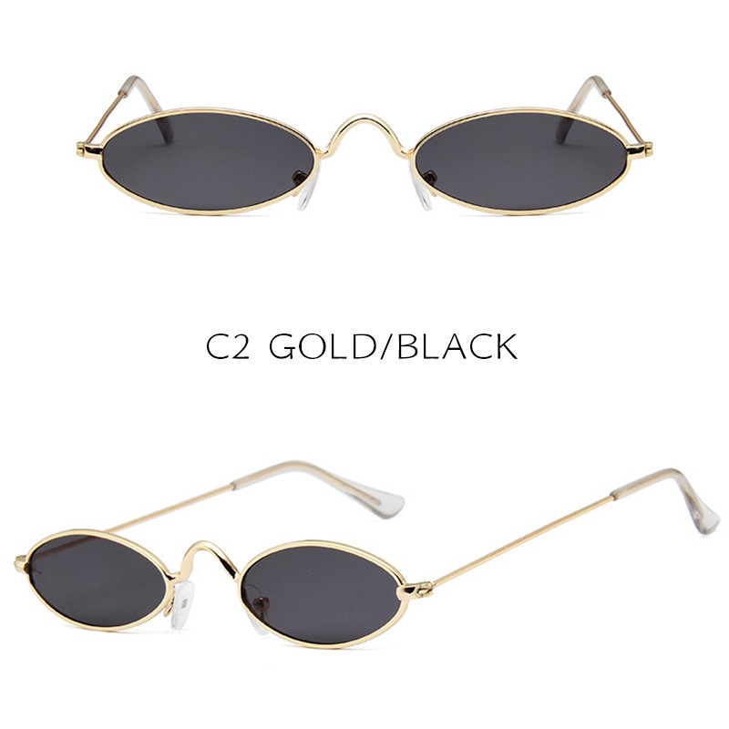 Fashion Hip-hop Sunglasses Small Oval Metal Frame Women/Men UV400