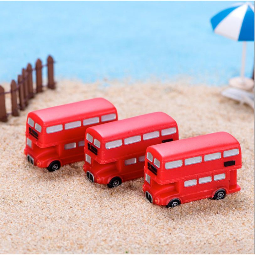 Mô hình xe buýt đỏ làm tiểu cảnh terrarium/ mô hình trang trí