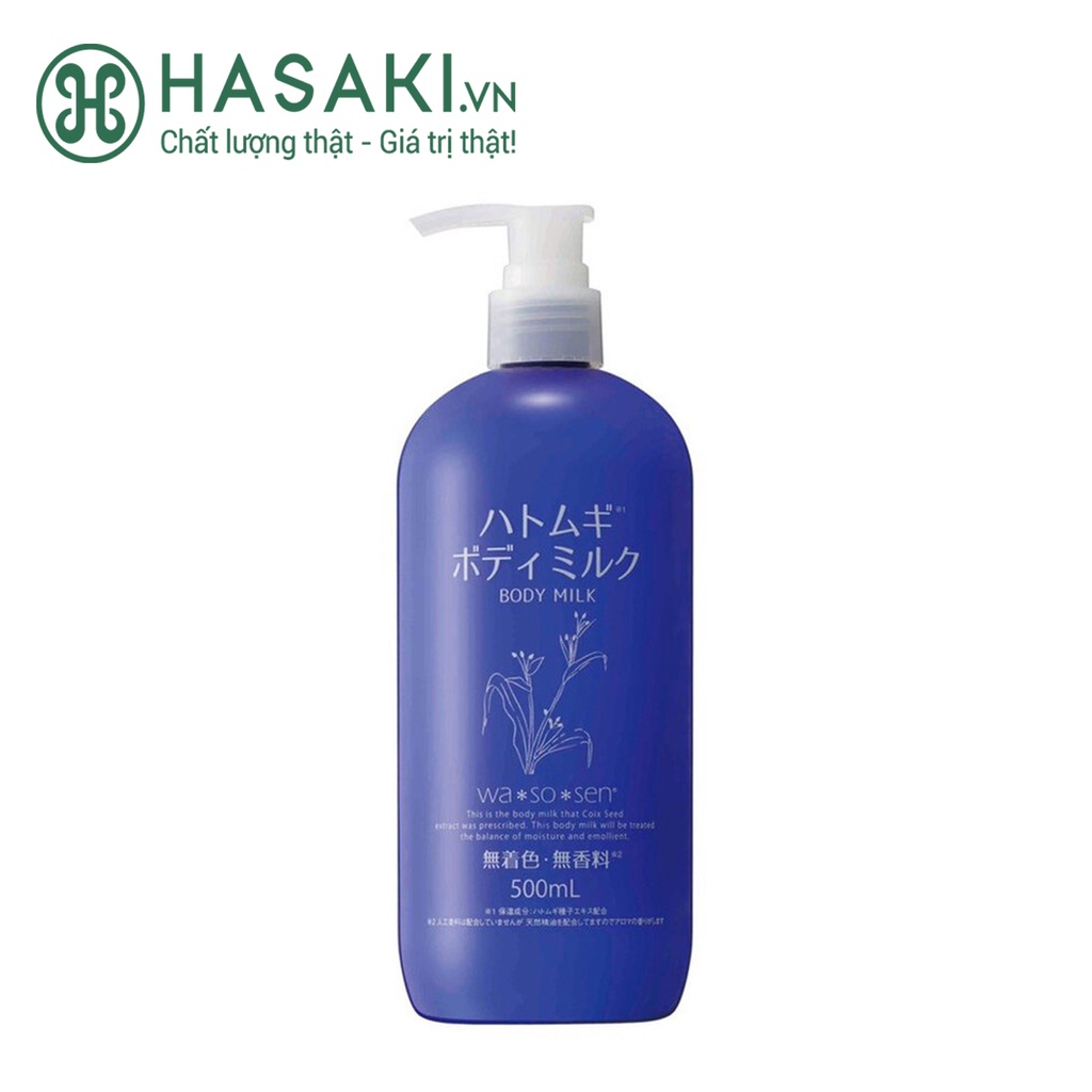 Sữa Dưỡng Da Wasosen Toàn Thân Chiết Xuất Hạt Ý Dĩ Hatomugi Body Milk 500ml