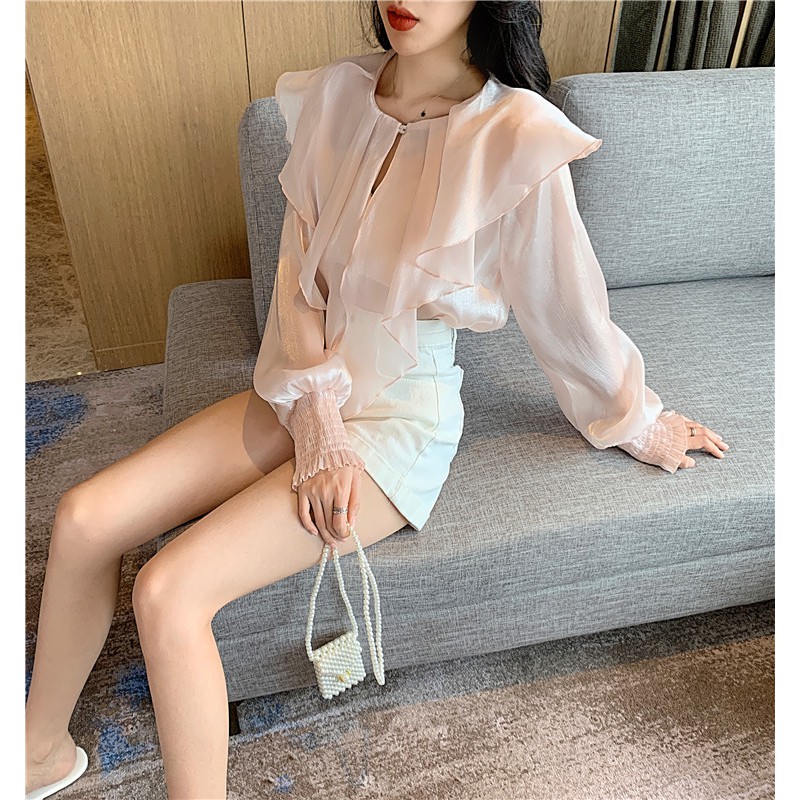 Áo sơmi vạt bèo hàn quốc- hàng cao cấp