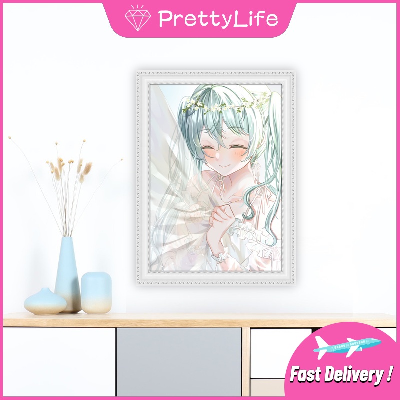 Bộ Tranh Đính Đá 5D Tự Làm Hình Hatsune Miku 30x40cm/40x50cm Trang Trí Nhà Cửa