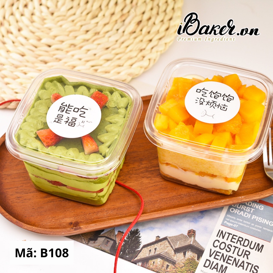 Hộp nhựa Tiramisu vuông B108 kèm nắp